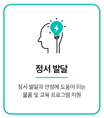 정서 발달 정서 발달과 안정에 도움이 되는 물품 및 교육 프로그램 지원